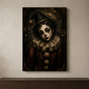 Pierrot's Smile canvas shown in a styled interior.