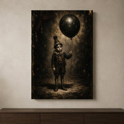 The Balloon Boy canvas shown in a styled interior.