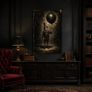 The Balloon Boy canvas shown in a styled interior.