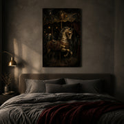 Carousel at Midnight canvas shown in a styled interior.