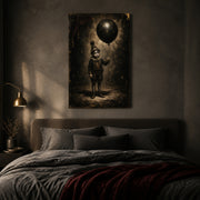 The Balloon Boy canvas shown in a styled interior.