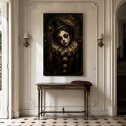 Pierrot's Smile canvas shown in a styled interior.