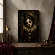 Pierrot's Smile canvas shown in a styled interior.