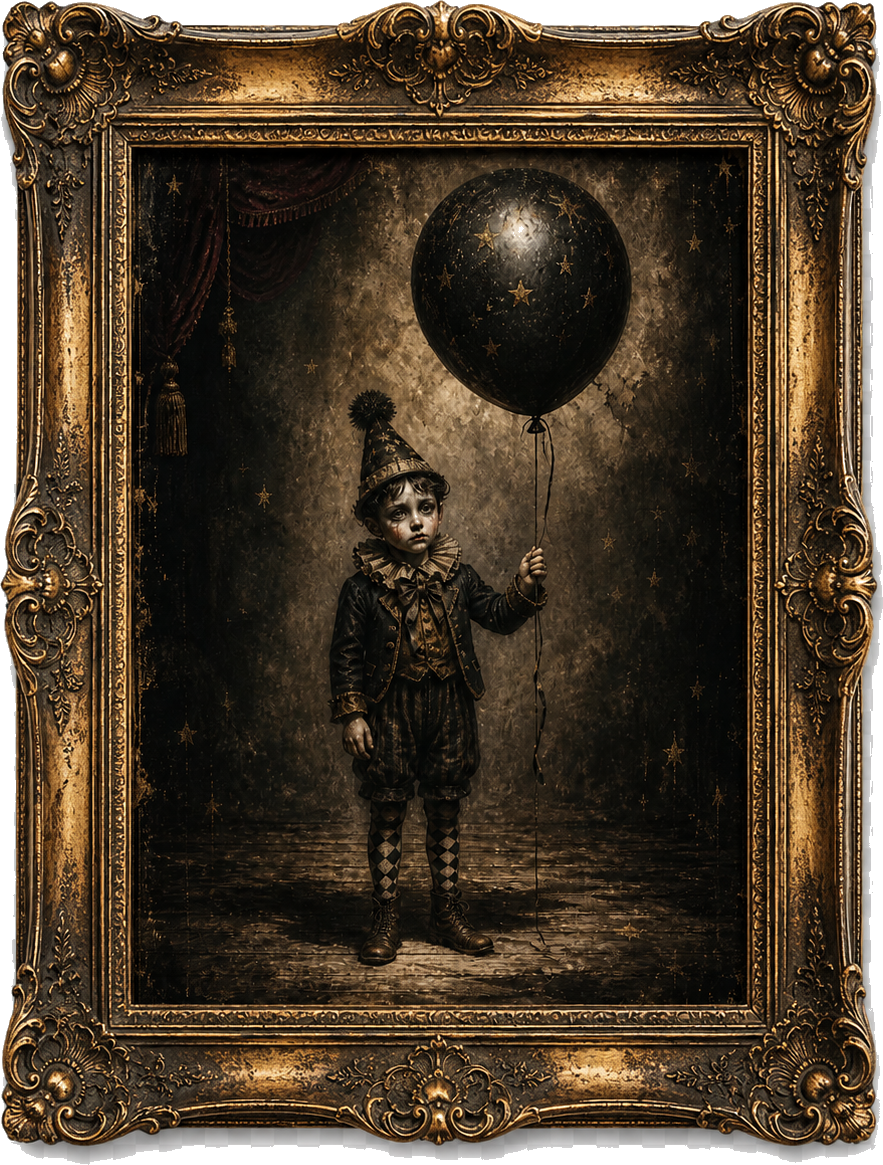 The Balloon Boy canvas print shown in a styled room mockup