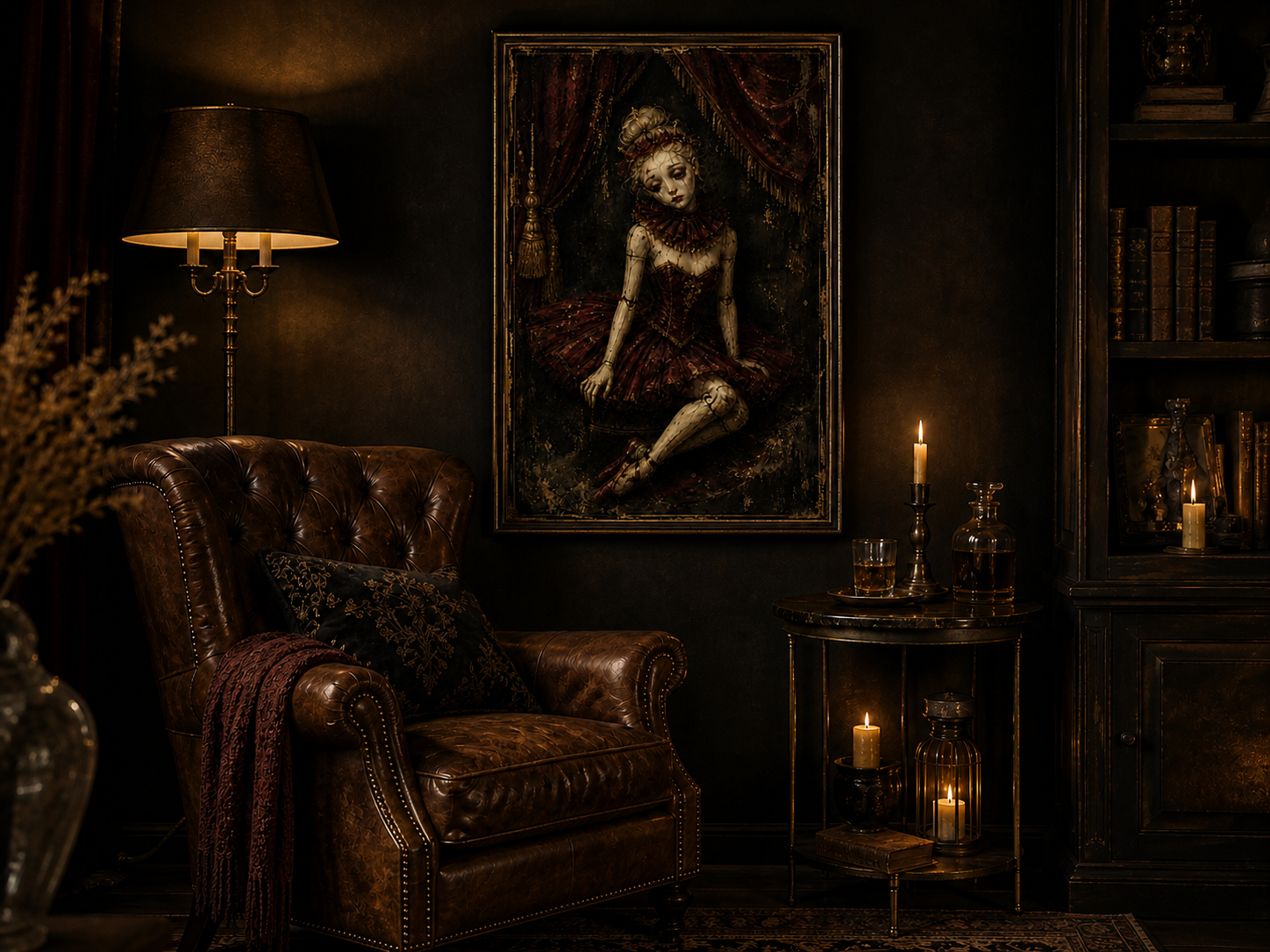 Switching Judy canvas print in a moody dramatic styled room