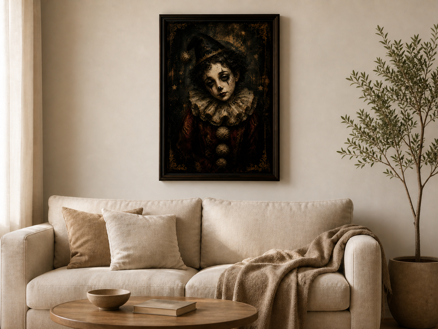 Switching Judy canvas print in a soft neutral styled room